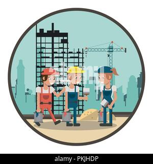 Geometric workers cartoons Stock Vector