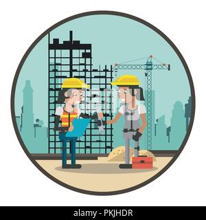 Geometric workers cartoons Stock Vector