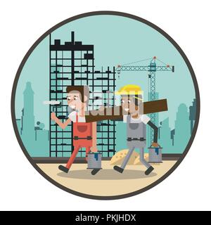 Geometric workers cartoons Stock Vector