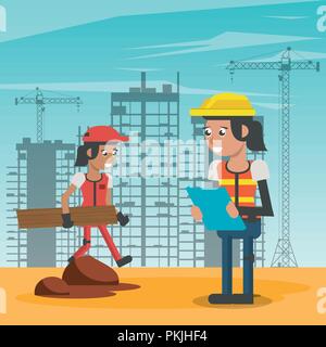 Construction workers cartoons Stock Vector