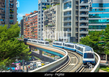 Wenhu or Brown line of Taipei Metro in taipei Stock Photo
