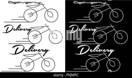 fork knife and spoon in the form of a bicycle, delivery minimalistic and geometric logo Stock Vector