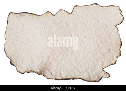 Burnt cardboard isolated on white background Stock Photo