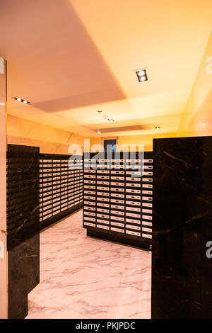 Light and shade in mail room. Perspective view. Stock Photo