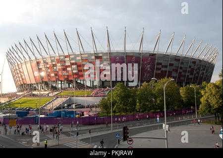 National Stadium in Warsaw, Poland. After the end of the Greece v Poland match in the 2012 UEFA Euro Cup. Stock Photo