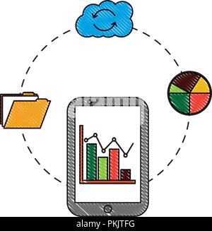 smartphone statistics report cloud storage folder Stock Vector