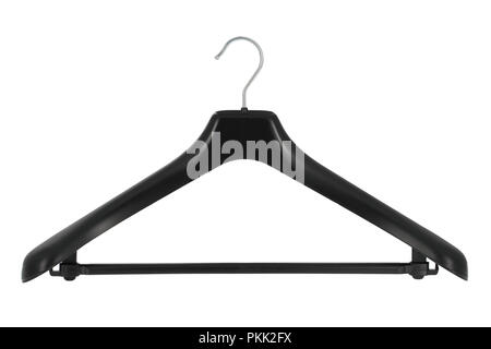 Black plastic coat hanger isolated on a white background Stock Photo