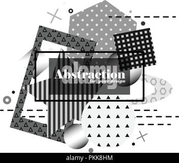 Monochrome vector modern background with geometrical abstract elements. Stock Vector