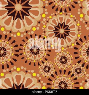 Seamless pattern with mandalas in the African style. Stock Vector