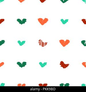 Cute seamless pattern with unusual bright hand-drawn hearts. Stock Vector