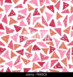 Fashionable seamless pattern with hand-drawn triangles of pink shades. Stock Vector