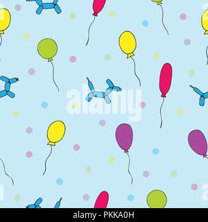 Seamless pattern with balloons on a blue background. Stock Vector