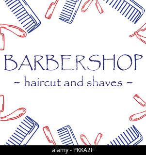 Handdrawn illustration for Barbershop. Logotype. Stock Vector