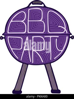 Unique illustration with a hand-drawn lettering for the BBQ Party. Stock Vector