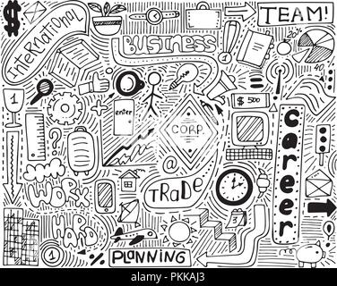 Modern monochrome doodle poster for business. It is great for notebook, typographic poster or wall design. Stock Vector