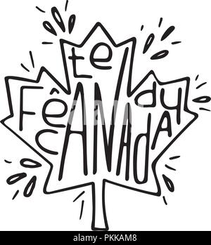 Unique illustration with a hand-drawn lettering on the Canada Day. Stock Vector