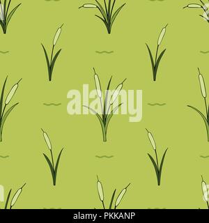 Bright flower seamless pattern with a green cane. Stock Vector