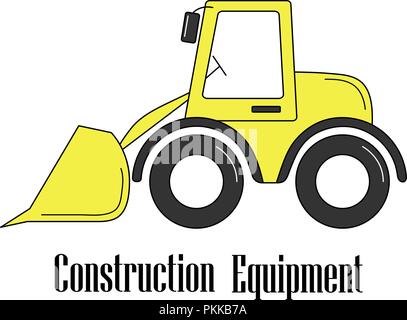 Vector illustration of the bulldozer on a white background. Stock Vector