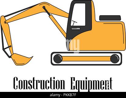 Vector illustration of the excavator on a white background. Stock Vector