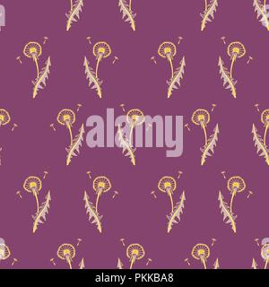 Bright flower seamless pattern with yellow dandelions. Stock Vector
