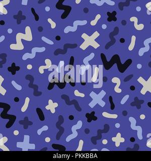 Lovely seamless pattern with hand-drawn abstract doodles, crosses, zigzags, points. Perfectly is suitable for fabrics, notebooks and children's things Stock Vector