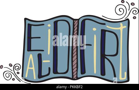 Unique illustration with hand-drawn lettering for the Eid al-Fitr. Stock Vector