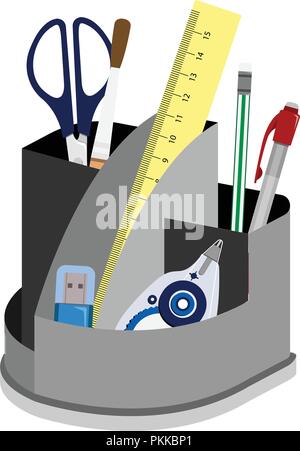 Support for a desktop with office supplies. Stock Vector