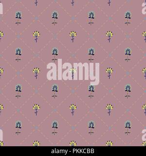 Cute seamless pattern with hand-drawn fantasy flowers. Stock Vector