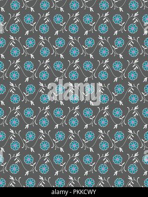 Minimalist ornament with small flowers in the Indian style. Seamless pattern. Stock Vector