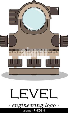 Vector color engineering logo of a level. Geodesy. Stock Vector
