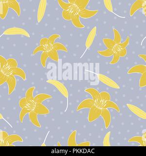 Gentle flower seamless pattern with lilies. Stock Vector