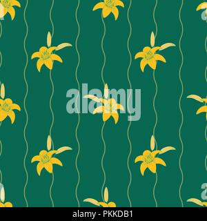 Gentle flower seamless pattern with lilies. Stock Vector