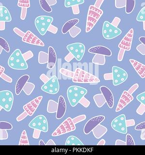 Seamless pattern with lovely hand-drawn mushrooms. Stock Vector