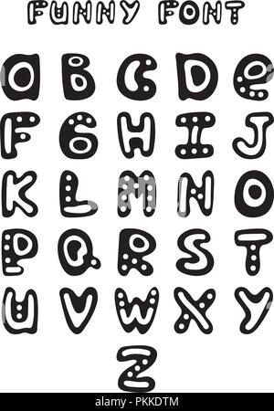 Funny hand-drawn English alphabet. Stock Vector