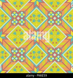 Sunny geometrical seamless pattern in the Bulgarian style. Stock Vector