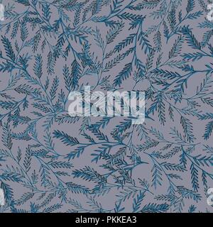Gentle seamless pattern with hand-drawn herbs. Stock Vector