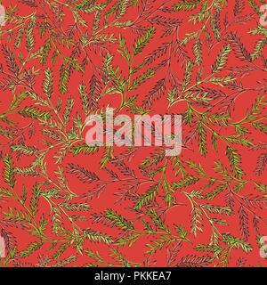 Gentle seamless pattern with hand-drawn herbs. Stock Vector