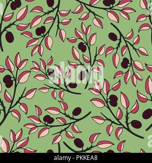 Bright flower seamless pattern with branches of plum tree Stock Vector