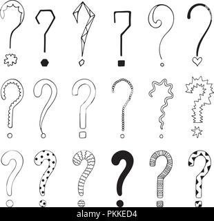 Set of 18 question marks for design. Stock Vector