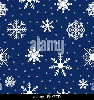 Seamless pattern with snowflakes. Blue background. Stock Vector