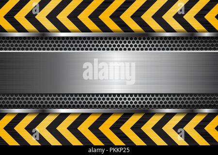Under construction background. Metal texture with yellow elements Stock Vector