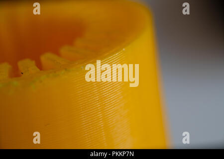 close up quality of object printed on plastic 3d printer. Stock Photo