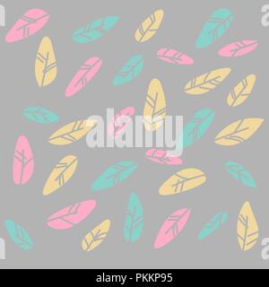 The different feathers are painted on a white background. Painted in delicate colors. Hand draw set. Illustration eps10 Stock Vector