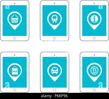 Icon set tablets and gadgets with touch-screen display. Location set illustration 10 Stock Vector