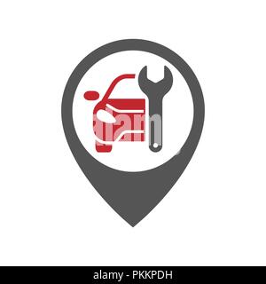Mechanics Icon Inspiration. Auto Pin Car Point Automotive Logo Design Template EPS 10 Stock Vector