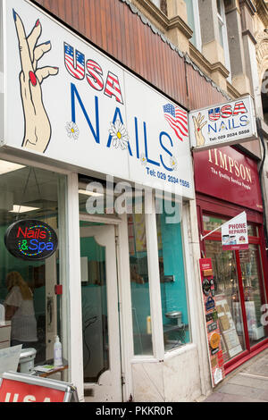 A nail salon in Cardiff, Wales, UK. Stock Photo