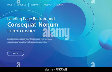 Website template design and landing page line dynamic shapes blue background. Vector illustration for apps development, mobile, ui template. Stock Vector