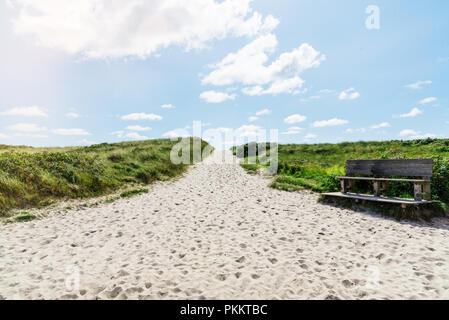 footpath leading to beach in grass covered dunes  Stock Photo