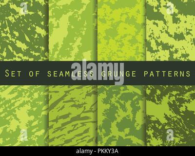 Grunge set of seamless pattern with clots and strokes. Marbled paper watercolor. For wallpaper, bed linen, tiles and fabrics. Vector illustration Stock Vector