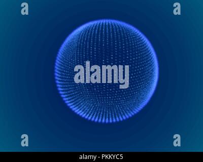 Cyber space concept: 3d digital sphere consisting of glowing particles. Stock Vector